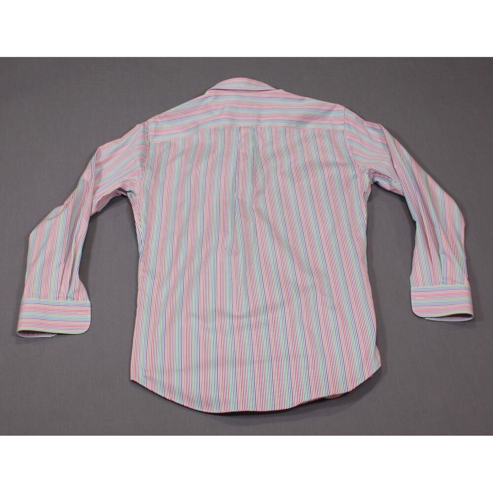 Peter Millar Colorful Striped Cotton Button Down Shirt Mens Easy Care Pocket M - Picture 2 of 9